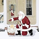 Vivantia Santa Jesus Nativity Set Large 90cm Tall Weatherproof Religious Santa Holy Jesus Birth Christian Nativity Scene with Metal Stakes for Outdoor Christmas Holiday Lawn Home Garden Yard Decor