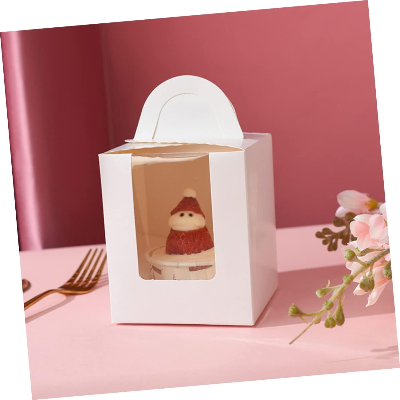 Garneck 24pcs Window Cupcake Boxes Inserts Sturdy Cake Packing Carrier for Desserts for Birthday Parties Bakeries and Events