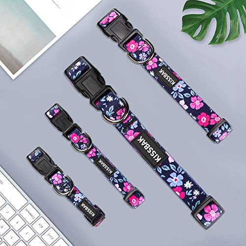 Kissbak Dog Collar For Small Dogs - Special Design Cute Girl Dog Pet Collar Soft Adjustable Fancy Floral Girl Puppy Dog Collars (S, Roseus) #TOP1