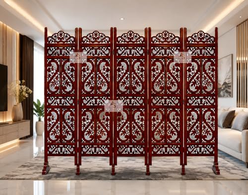 Image of Partition for Living Room Wall Room Divider Screen Separator, Wall Panel Divider for Hall | Bedroom |Office | Puja Room | Restaurant S Design (Walnut 5PWS)