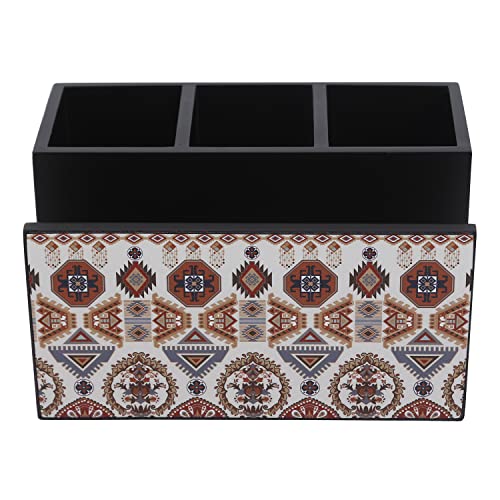 Image of Reinvention Factory Wooden Cutlery Holder I Countertop Organizer - Spoon Fork Knife Napkin Tissue Paper I Desk Supplies Pencil Pen Stationery Stand I Home & Kitchen I Size 7 inch X 5 inch X 4 inch (Folk Ornament)