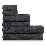  nottoc asciugamani bagno – grigio / 2 teli da bagno 70 x 140 + 2 asciugamani 50 x 90 + 2 asciugamani ospiti 30 x 50 – 100% cotone, spugna, morbido e assorbente, 6 pezzi set
