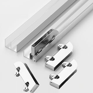 Metal Sliding Track For Closet Glass Door, Mountain Groove Sliding Window Track With Silent Rollers, Double Rail For Cabinet Shower Wardrobe(50cm(20"))