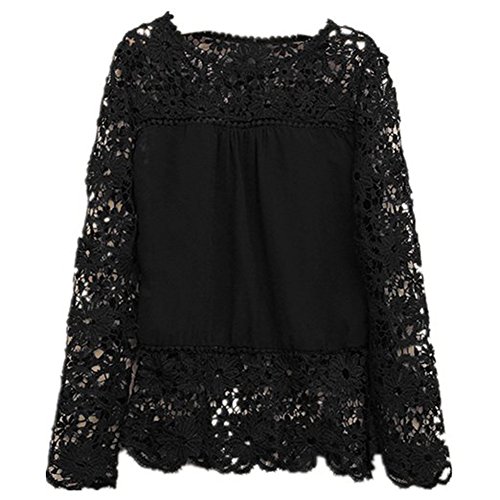 Women's White Lace Sleeve Chiffon Shirt
