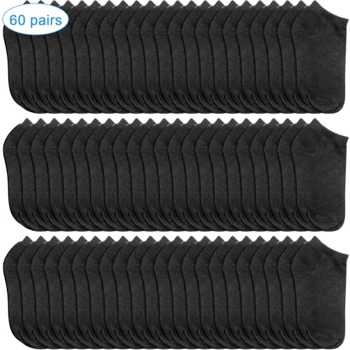Image of Syhood 60 Pairs No Show Socks Bulk Low Cut Socks for Men Women Unisex Thin Cotton Boat Liner for Homeless Casual Sports Tab