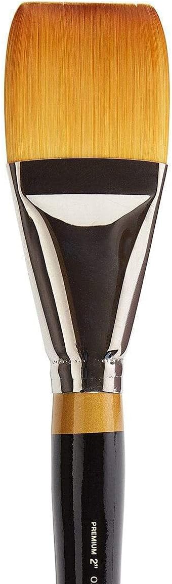 KINGART Premium Original Gold 9550-2 WASH/Glaze Series Artist Brush, Golden Taklon Synthetic Hair, Short Handle, for Acrylic, Watercolor, Oil and Gouache Painting, Size 2"