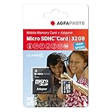  AgfaPhoto 32GB MicroSDHC - Tarjeta Micro SDHC de 32 GB con Adaptador, Negro