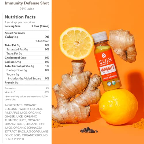 Suja Organic Immunity Defense Shot (60 Pack) with Turmeric and Ginger | Immunity Boost & Support | Functional Shots | Cold-Pressed Juice with Live Probiotics | Plant-Based & Gluten-Free - Thumbnail 2