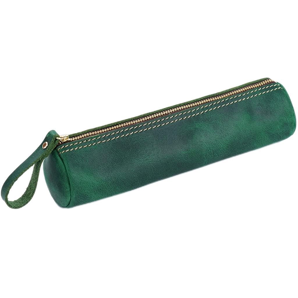 Forniture scolastiche: pelle bovina vintage e cancelleria con cerniera ad alta capacità - Astuccio per penne F20,5 * 5,2 * 5,2 cm