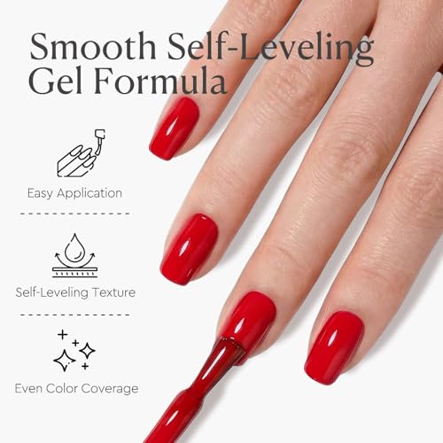 Image of AZUREBEAUTY Classic Red Gel Nail Polish 18ML - High Gloss, Red Soak Off UV /LED Gel Polish for Nail Art, DIY Manicure & Salon Quality
