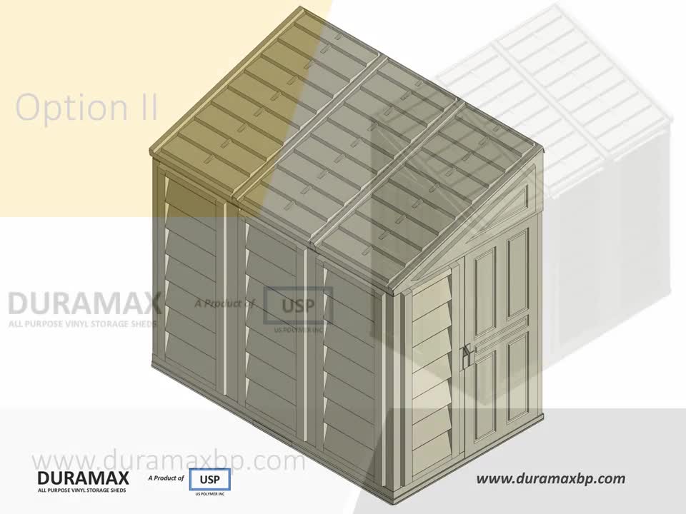 Duramax SideMate 4 x 8 (2.91 m²) Kunststoff gerätehaus mit Metallfundament Set, Wendetür, robuste Metalldachkonstruktion, wartungsfreier Vinylschuppen, Elfenbein – Bild 8