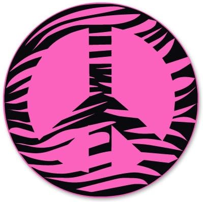 Zebra Peace Pink Vinyl Sticker - Car Window Bumper Laptop - Select Size