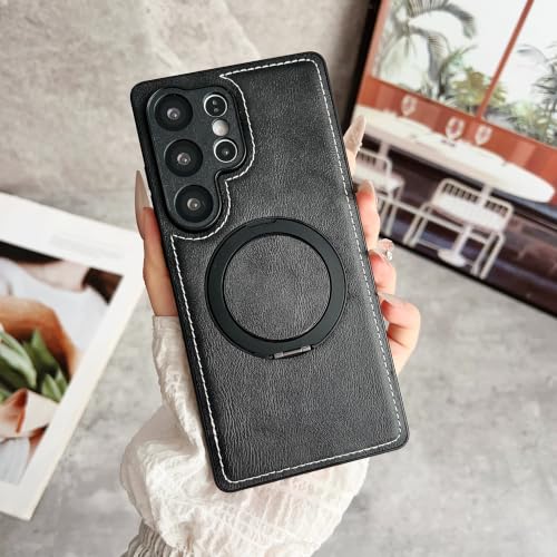 Étui en cuir avec anneau de pliage pour Galaxy A14 4G protection noire