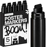 Artistro 5 Jumbo Marker Set, 5 Jumbo schwarze, 15mm Jumbo-Filzspitze, Jumbo Stifte Set für Felsmalerei, Stein, Keramik, Glas, Holz, Leinwand