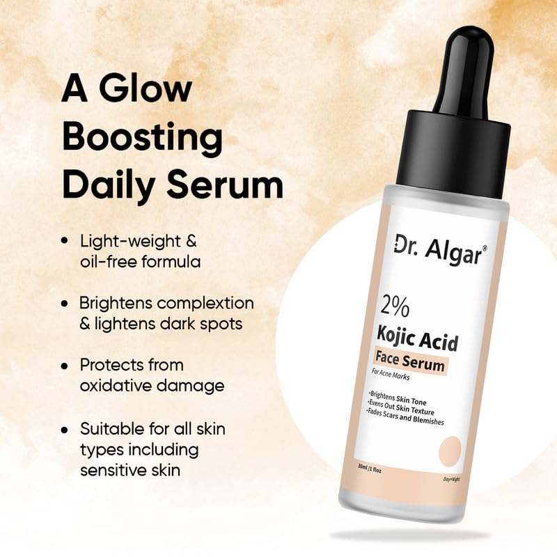 Image of Dr. Algar Kojic Acid Serum 2% for Hyperpigmentation & Uneven Skin Tone | Helps Reduce Dark Spots | Lightweight Formula for Men & Women