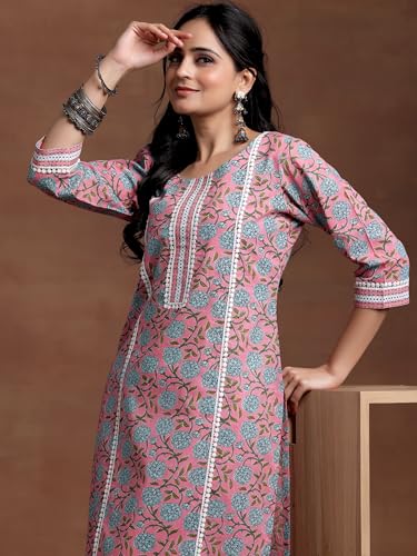 Image of Libas Printed Cotton Straight Kurta for Women