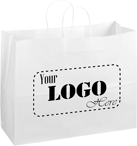 Flexicore Packaging 16 x 6 x 12 pulgadas | 10 a 1,000 bolsas de papel kraft blancas, compras, mercancía, fiesta, bolsas de regalo, (impresión