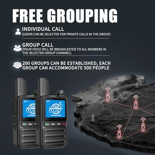 KAYOTOM Lifetime Free Unlimited Range Rapid Global Walkie Talkies PTT Push-to-Talk Over Cellular Nationwide 5000+ Miles POC 4G LTE Handheld Long Range Two Way Radio for Team Management (3Pack and SIM) - Image 5