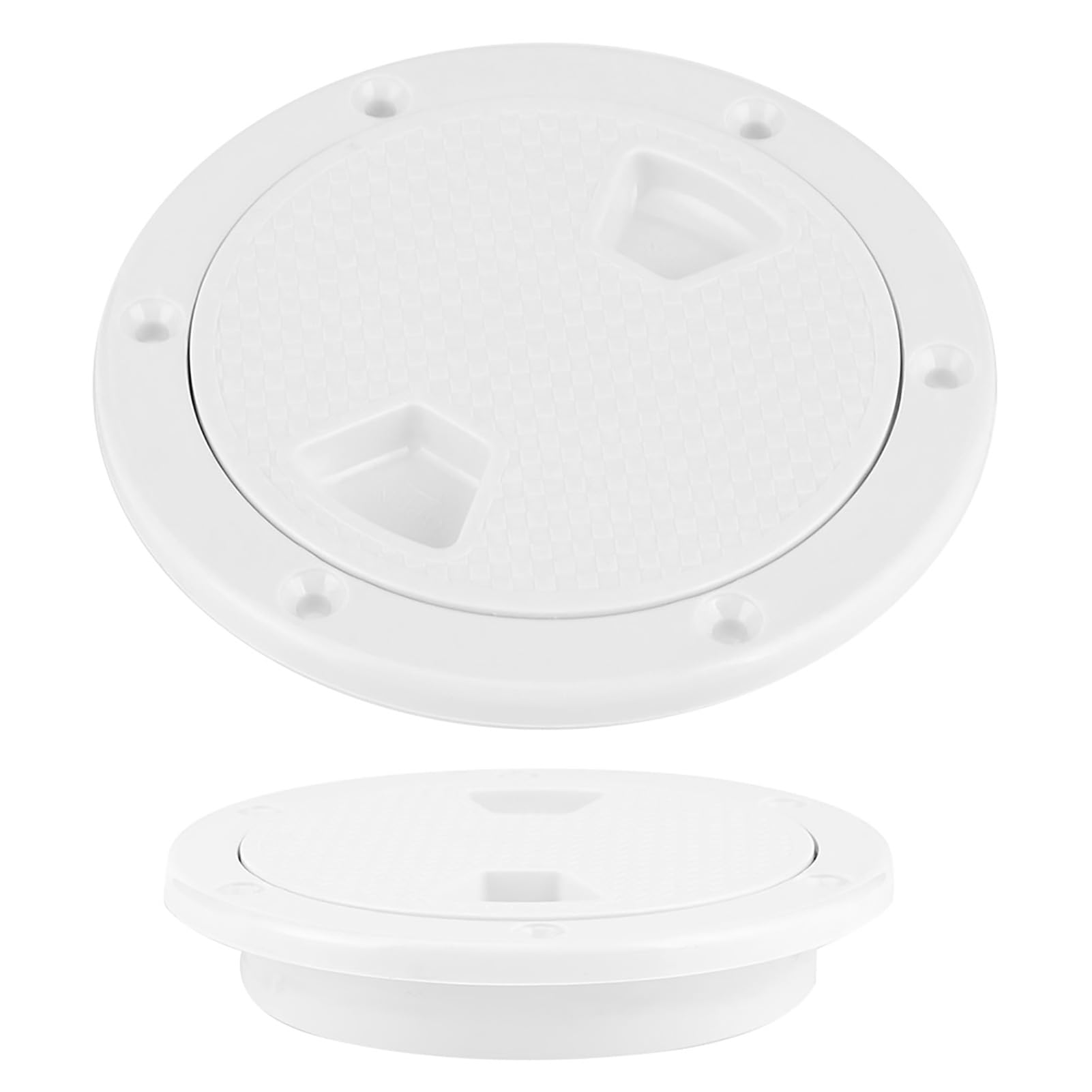 Akozon Boat Hatch Cover, 4in Round White Screw Out Boat Inspection Hatch Cover