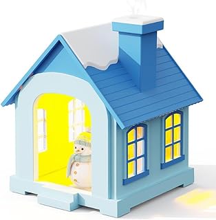 Humidificador estilo cabaña con luz que cambia de color suave y funcionalidad silenciosa (azul)