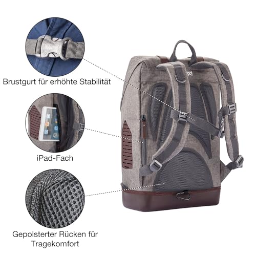 Kurgo Rucksack, Mit speziellem Hundefach, Atmungsaktives Netz und Wasserfester Boden, Für Haustiere bis 11 kg, Grau