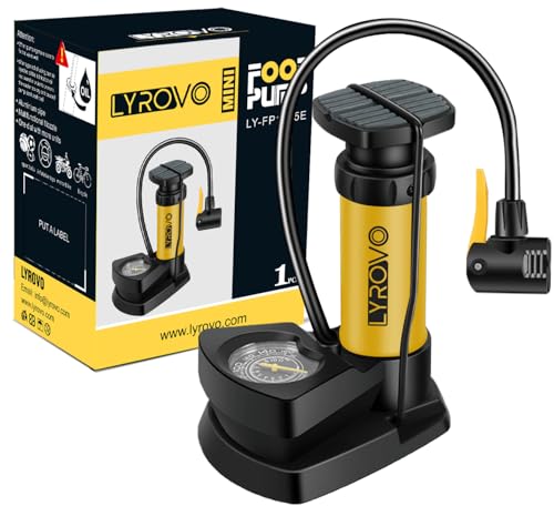 Lyrovo Bike Cycle Air Pump - Portable Tyre Inflator for Cars Bicycle Football Cycle with Pressure Gauge (Single Cyliner, Yellow)