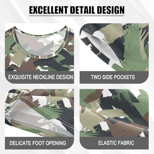 Pajama Short Sets Army Birds Camouflage Soft Cotton Summer Sleepwear 2 Piece PJS Size 5-14T3