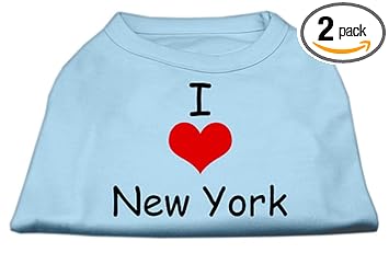 Mirage Pet Products 10-Inch I Love New York Screen Print Shirts for Pets, Small, Baby Blue