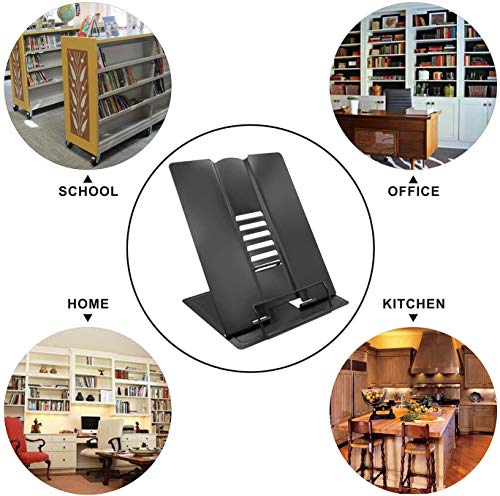 Image of Metal Book Stand Holder | Portable Cookbook Holder,Adjustable Recipes Book Organizer | Book Stands & Holders for Reading Study Foldable Accessories (White)
