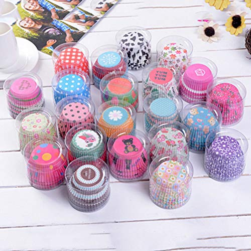 APSAMBR DIY Grease-Proof Cake Paper Cups Muffin Cup Baking Mold Tray Tools- 100Pcs , Random colour