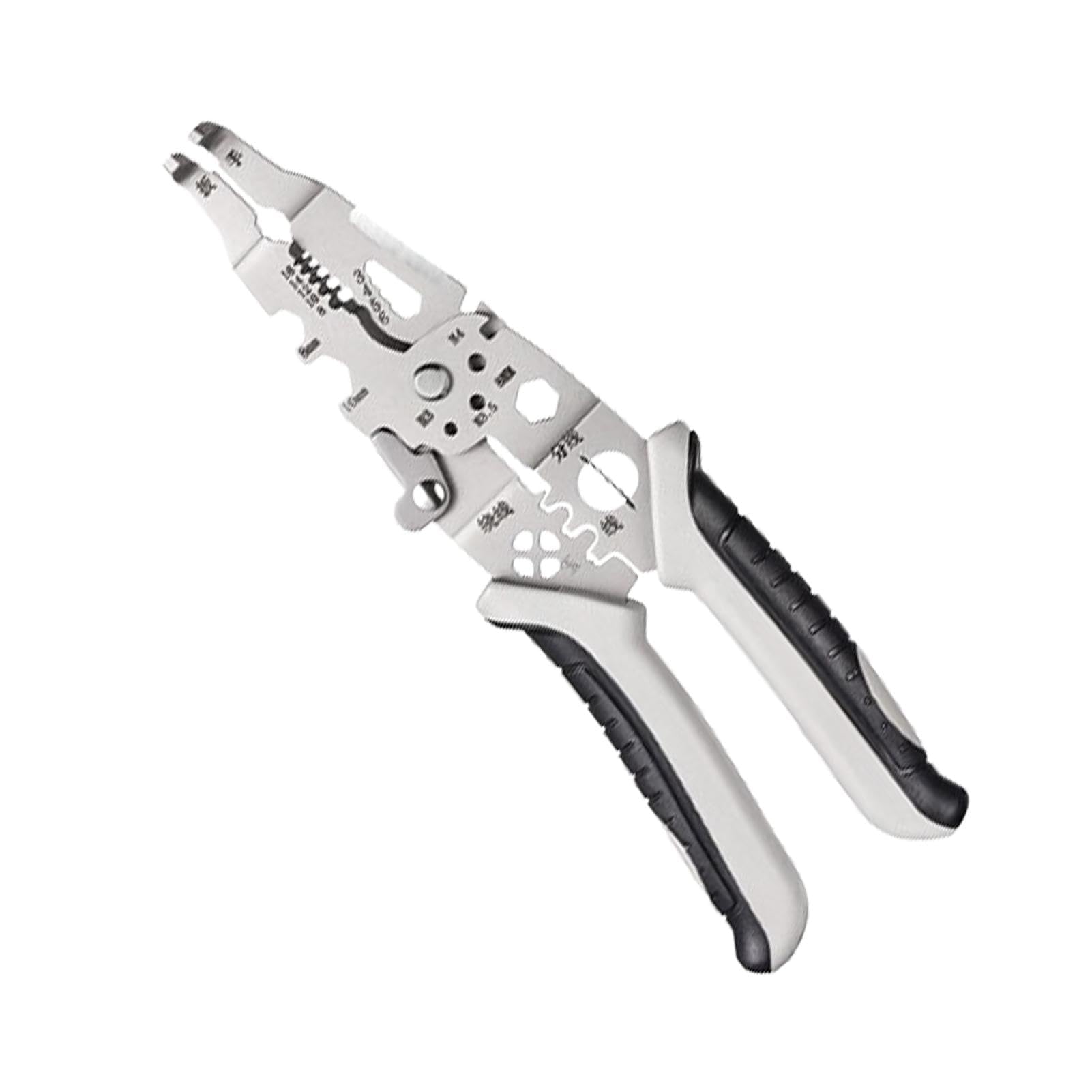 Multifunctional Wire Stripper, Professional Wire Stripping Tool, Portable Cable Stripper Crimper, Stainless Steel Wire Cutter, Ergonomic Handle Wire Crimper for Home Appliance Maintenance, Grey