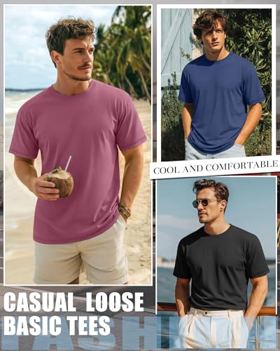 Image of Neer 3 Pack Big and Tall T-Shirts for Men L-7xl Tops | Large Casual Stretch Workout Tees, Short Sleeve Crewneck Oversized Shirts, Classic Summer Outfits, Comfy Basic Loose Clothes