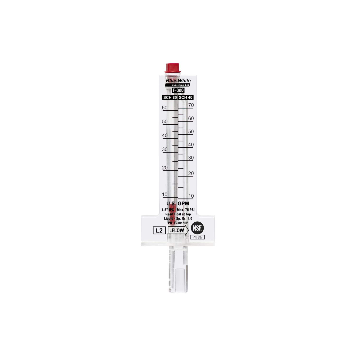 Flowmeter for 2 in. PVC Pipe, Horizontal Installation (1) - Pack of 3