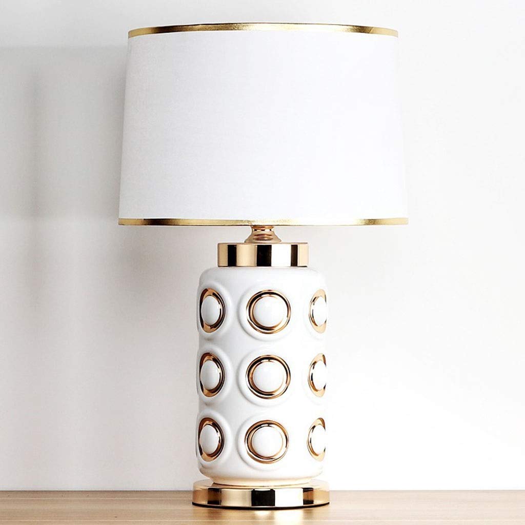 TTDGYYXW Lampada da Tavolo Lampada da Tavolo Soggiorno Lampada da Comodino per Camera da Letto familiare, Lampada da Tavolo in Ceramica per Decorazioni domestiche - Bianco 2.