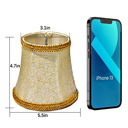 Chandelier Lamp Shades,Paliublo Clip-On Metal Frame-Cloth Lampshade Small Light Covers For Modern European Style Droplight Wall Lamp Candle Crystal Chandelier,Decorate Home Hotel Ktv (6, Gold Mesh) #TOP2