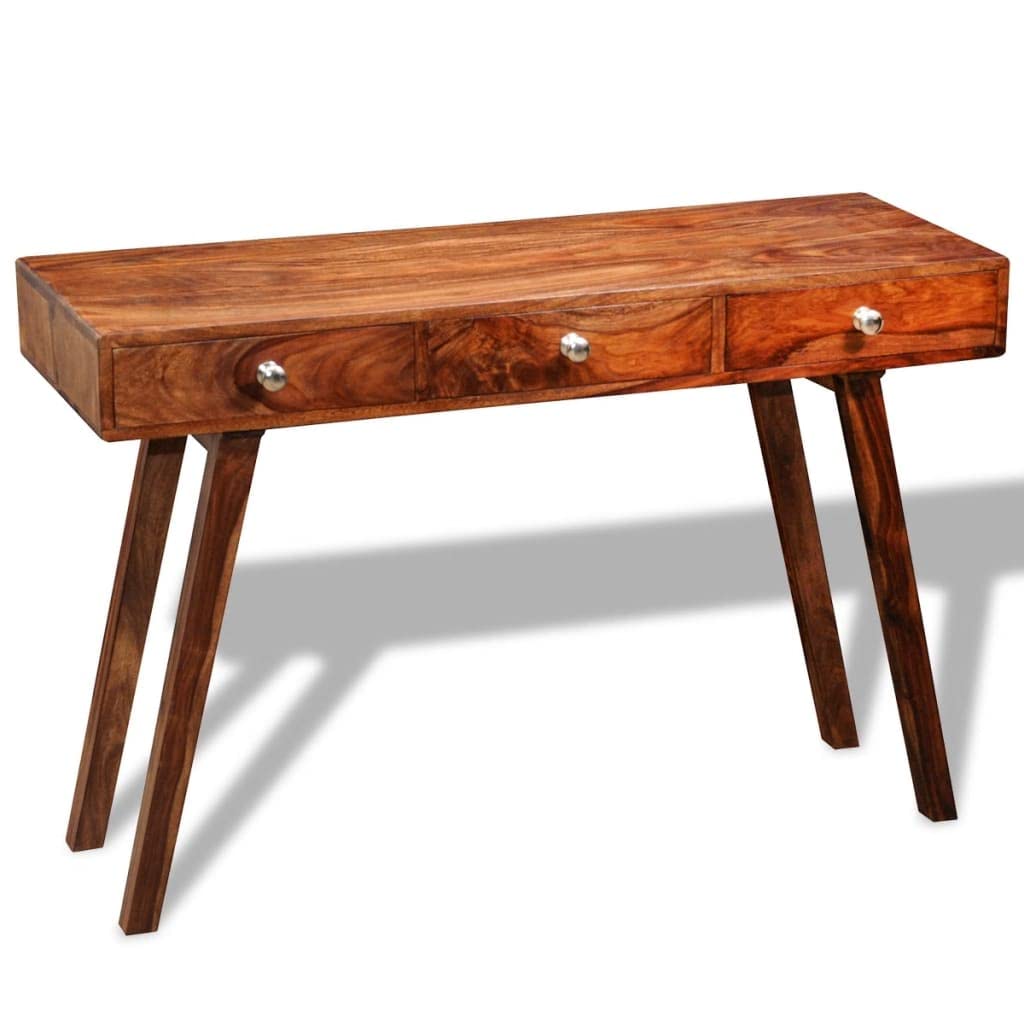 Stolik konsolowy z 3 szufladami, 76 cm, lite drewno, konsola, stolik konsolowy, wąski stół do korytarza, stolik wejściowy, kredens, stolik pomocniczy do wejścia i przedpokoju