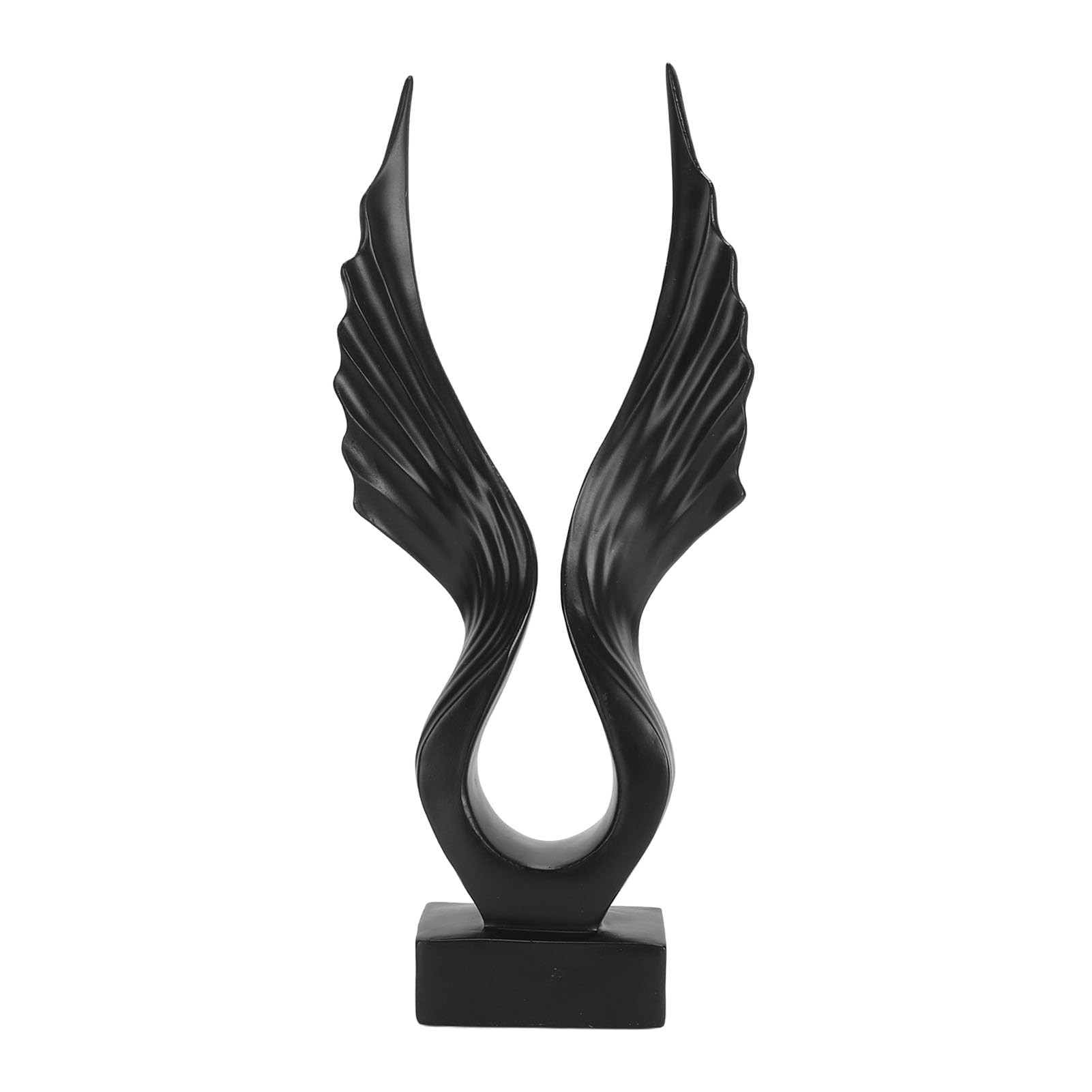 Statua ornamentale da scrivania, elegante decorazione astratta a forma di ala in resina vivida per ufficio (nero)