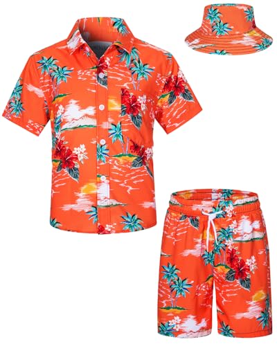 TUNEVUSE Little & Big Boys Hawaiian Button Down Shirts and