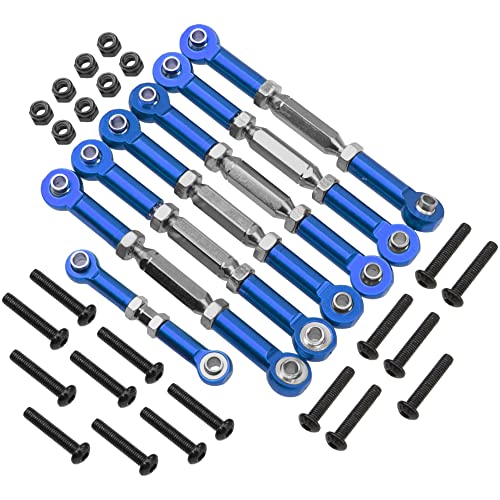7Pcs Sharegoo Adjustable Turnbuckles Camber Links Steering Linkage Rod Ends Sets Compatible With Traxxas Slash 4X4 / 2Wd 1/10 Rc Car Upgrade Parts (Blue) #TOP1
