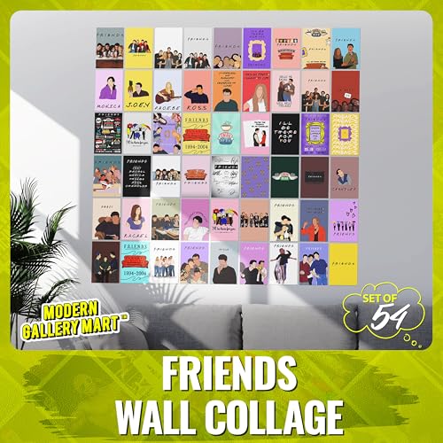 Image of Pack of 54 Friends Wall Collage Kit Posters - 4 x 6 Inches Posters for Wall Decoration - Wall Art For Bedroom, Office, Living room, Dorm room - Glue Dots Included