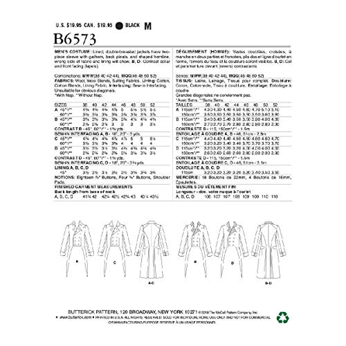 Butterick Patterns 6573 MWW Taglie 38 - 44, Giacca...