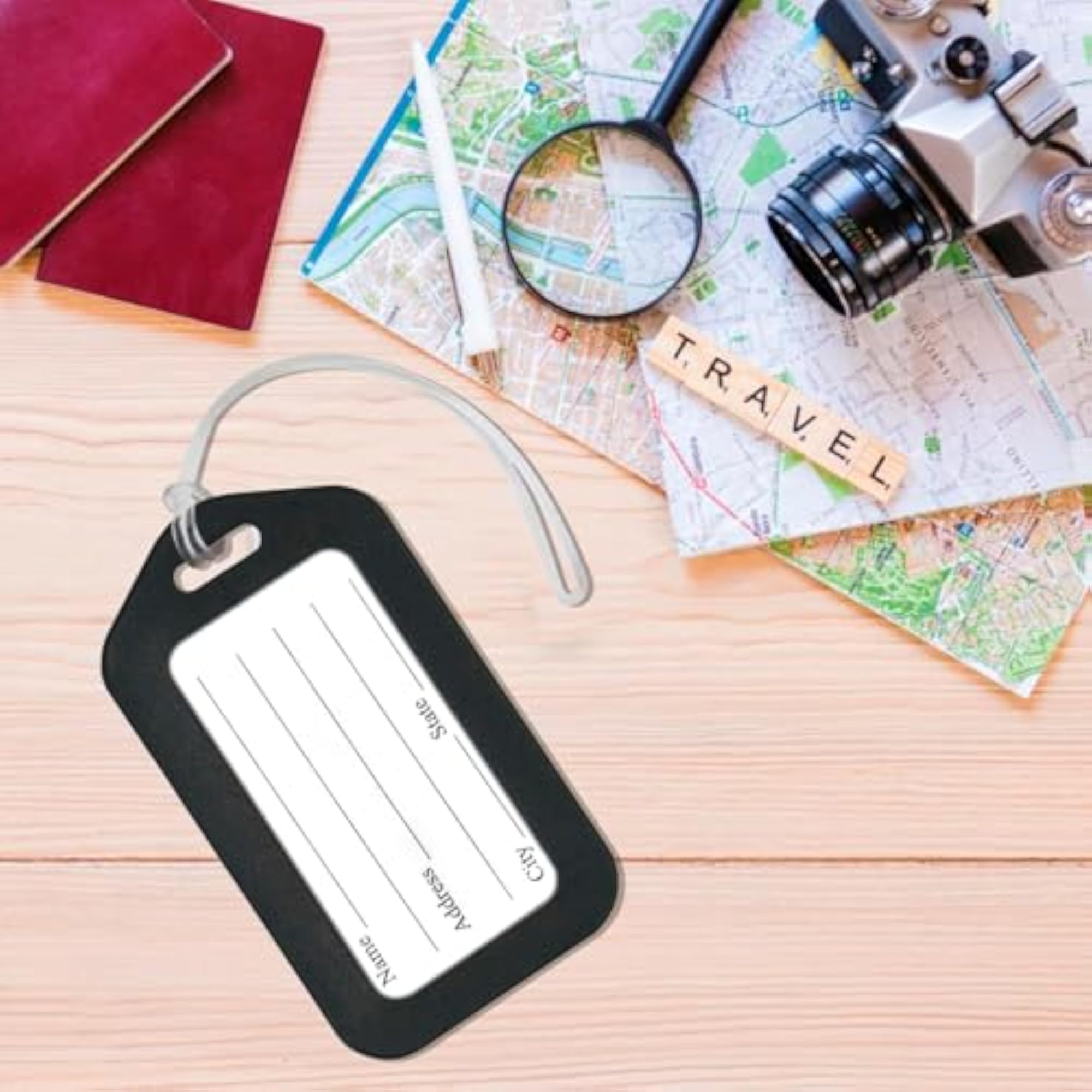 Pack of 50 Bright Neon Luggage Tags, Durable Plastic