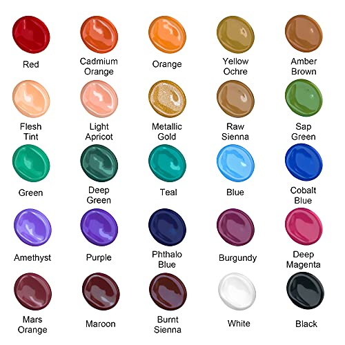 Shuttle Art Acrylic Paint, 25 Vintage Colors Acrylic Paint Set, 2Oz/60Ml Bottles, Rich Pigmented, Premium Acrylic Paints For Artists, Beginners And Kids On Rocks Crafts Canvas Wood Ceramic #TOP1