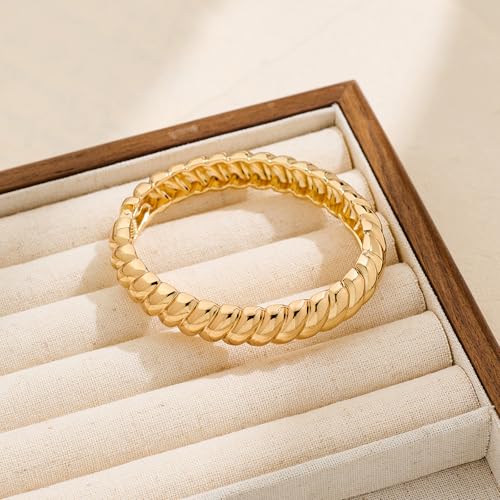 MUYAN Polished Chunky Hinged Bangle Bracelet for Women Trendy Twisted Statement Cuff Bracelet Fashion Jewelry3