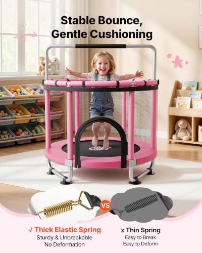 Image of VEVOR 3 /4.6 /5 FT Trampoline Indoor /Outdoor Trampoline for Toddlers, Foldable Mini Baby Jump Toy with Foam Handle, Recreational Trampolines Birthday Gift for 3+ Years Kids