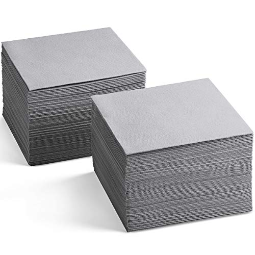 Servilletas desechables de cóctel con tacto de lino, paquete de 200 servilletas de papel gris de 5 x 5 pulgadas para bar, restaurante y cafetería, servilletas de postre para fiestas, bodas o eventos