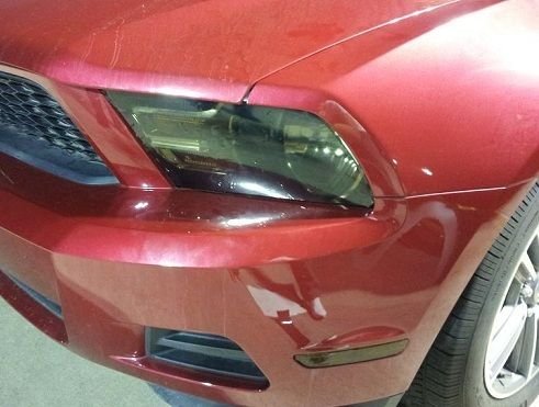 Precut Vinyl Tint Cover for 2010-2014 Ford Mustang Headlights (20% Dark Smoke)