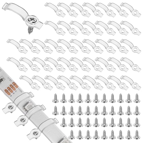 DOPENSPI Lot de 200 clips de fixation pour bandes LED - 8 mm, 9 mm, 10 mm - Avec 200 vis incluses