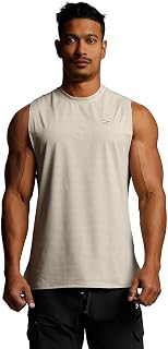 Muscle Building Workout Tank Top for Mens - Seamless Quick Dry Gym Sleeveless Shirt with Split Hem & Reflective Logo