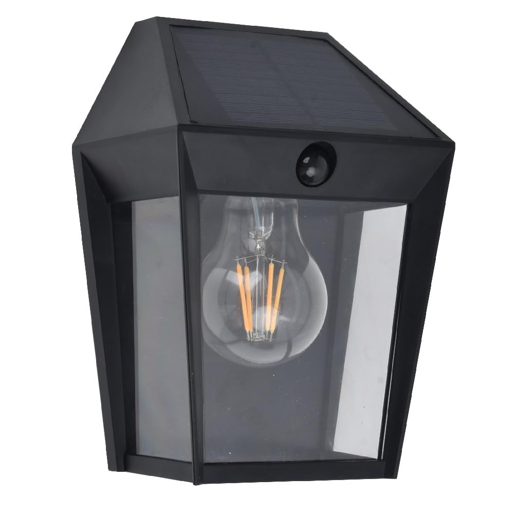 Britalia Solar Wall Light with PIR Sensor, Matt Black, Aluminium, 20.5x15x10.2cm, Outdoor, LED